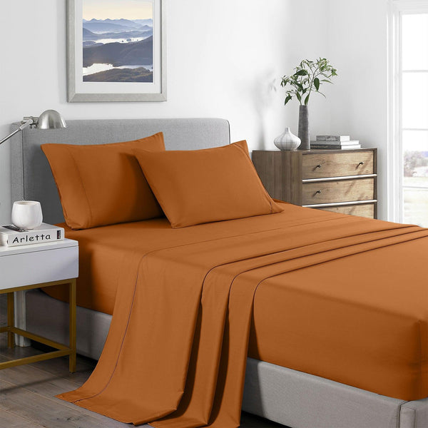 Royal Comfort 2000 Thread Count Bamboo Cooling Sheet Set Ultra Soft Bedding - King - Rust - John Cootes