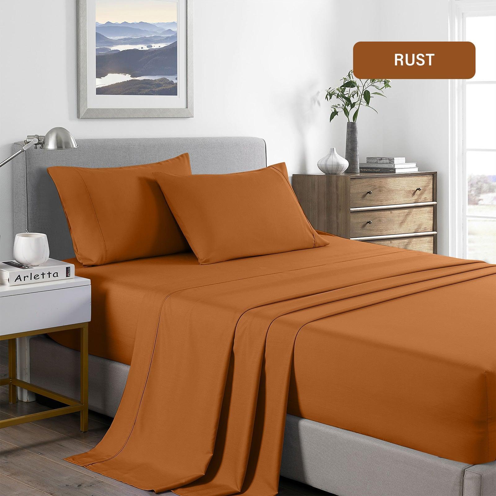 Royal Comfort 2000 Thread Count Bamboo Cooling Sheet Set Ultra Soft Bedding - King - Rust - John Cootes