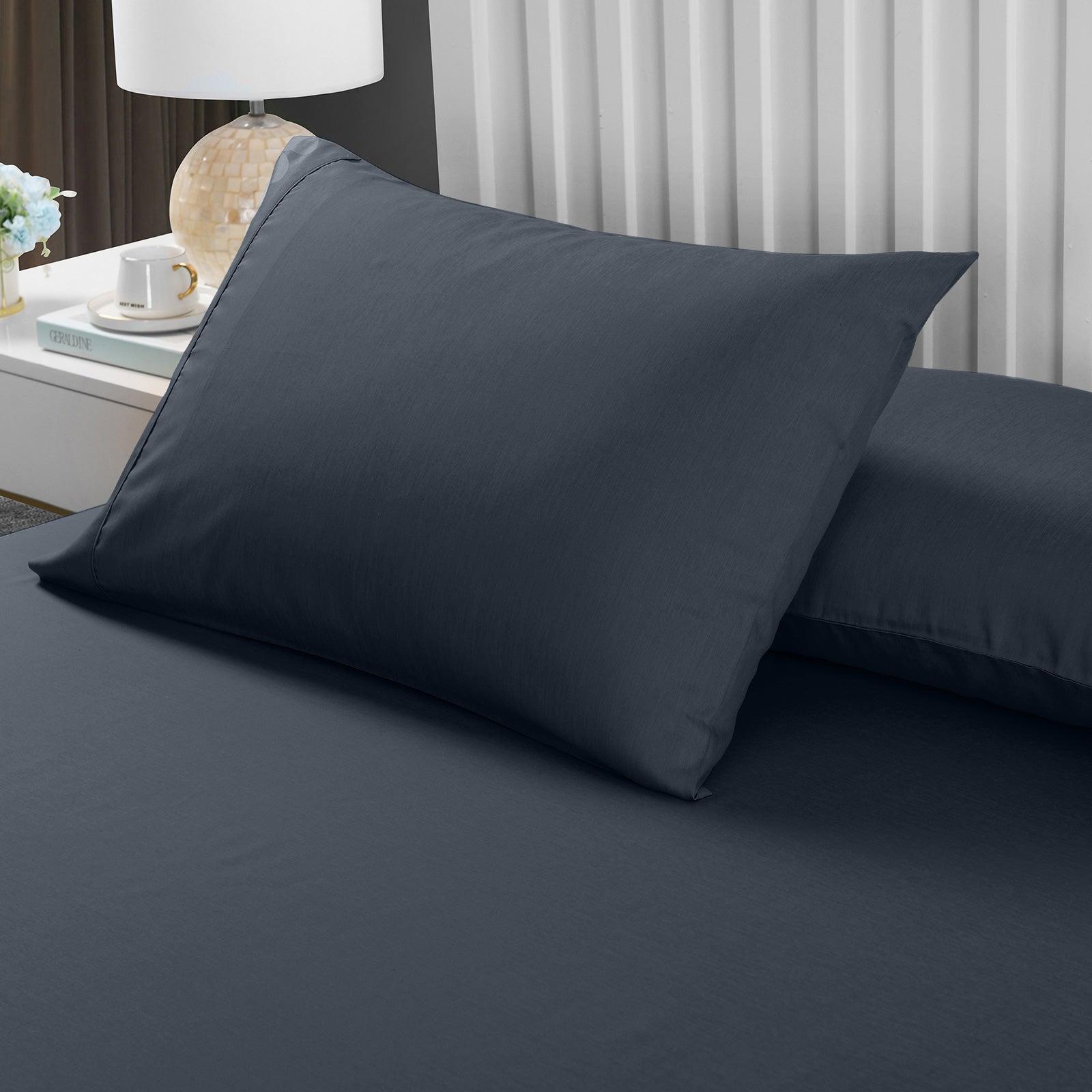 Royal Comfort 2000TC 3 Piece Fitted Sheet and Pillowcase Set Bamboo Cooling - Double - Charcoal - John Cootes