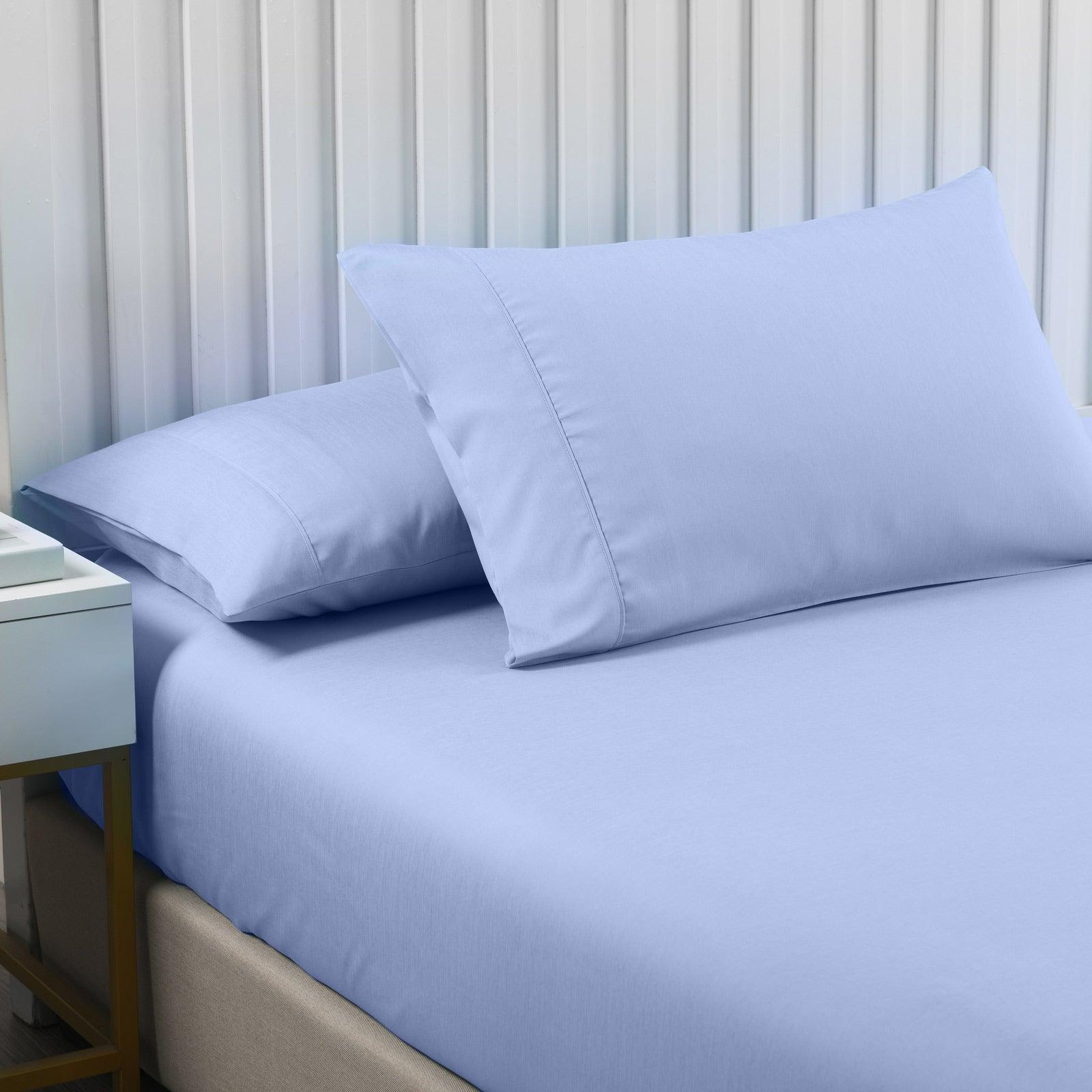 Royal Comfort 2000TC 3 Piece Fitted Sheet and Pillowcase Set Bamboo Cooling - Double - Light Blue - John Cootes