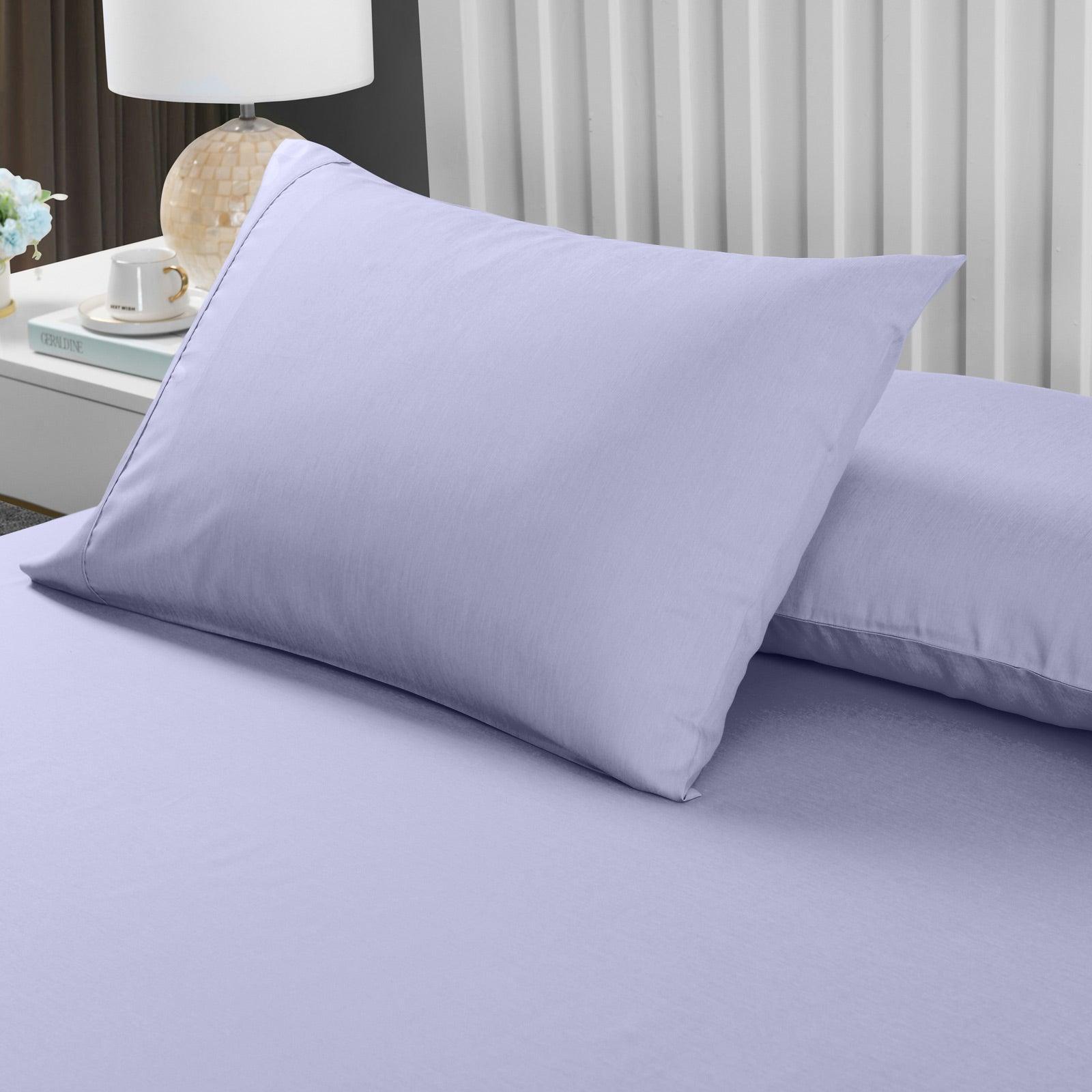 Royal Comfort 2000TC 3 Piece Fitted Sheet and Pillowcase Set Bamboo Cooling - Double - Lilac Grey - John Cootes