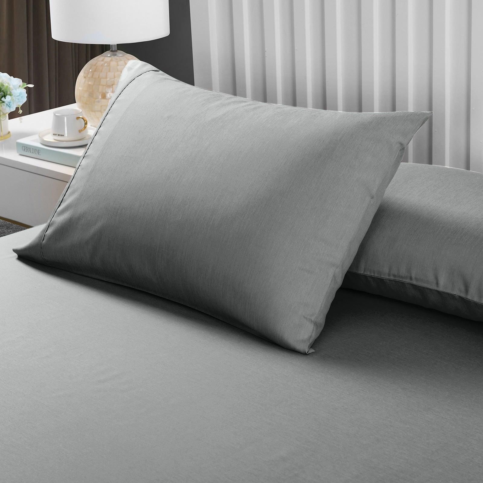 Royal Comfort 2000TC 3 Piece Fitted Sheet and Pillowcase Set Bamboo Cooling - Double - Mid Grey - John Cootes