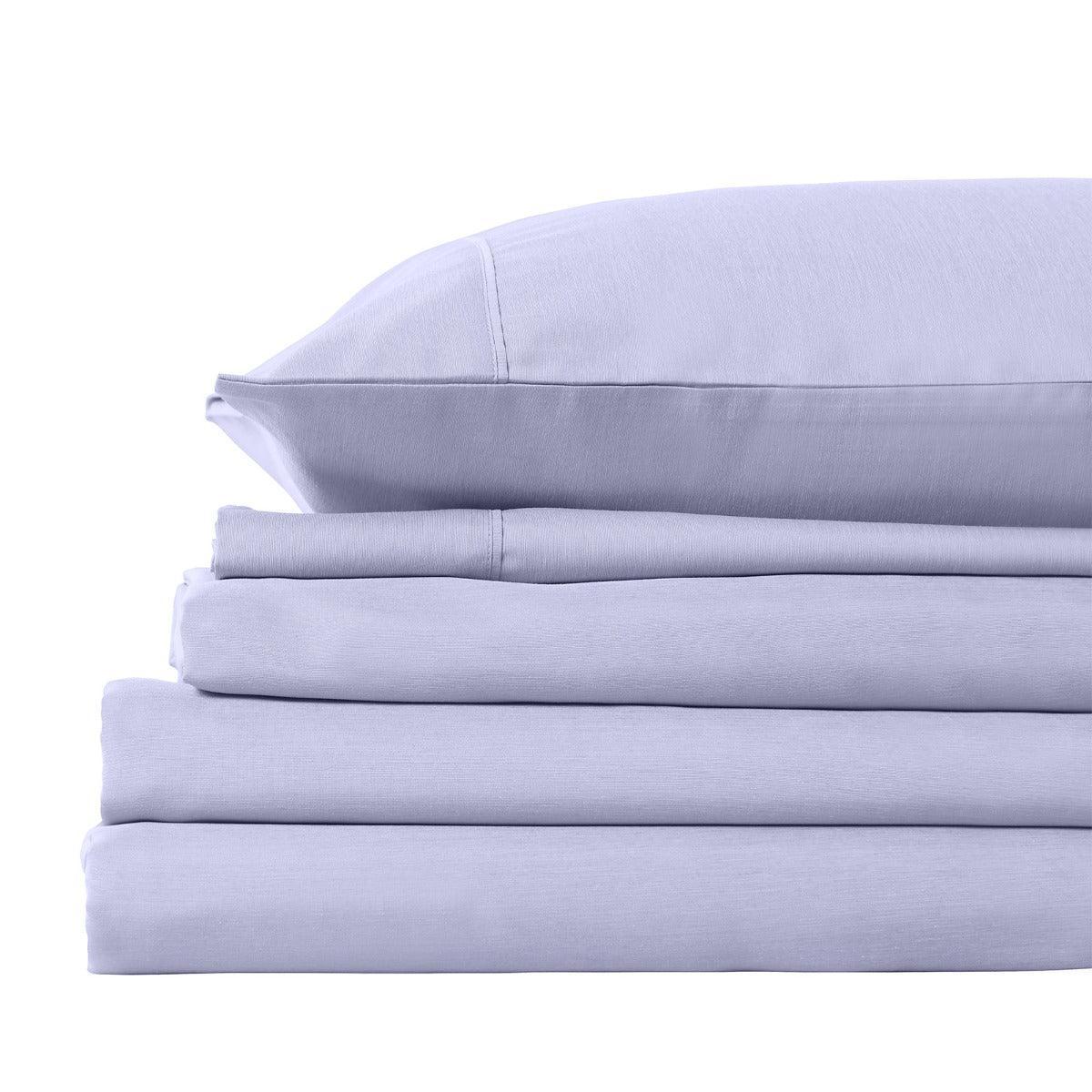 Royal Comfort 2000TC 3 Piece Fitted Sheet and Pillowcase Set Bamboo Cooling - Queen - Lilac Grey - John Cootes