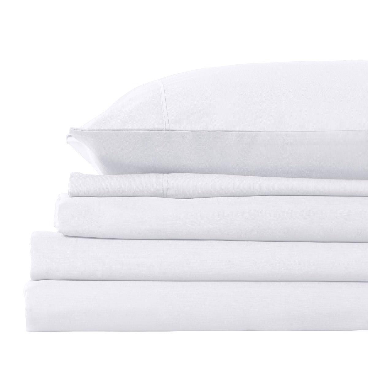 Royal Comfort 2000TC 3 Piece Fitted Sheet and Pillowcase Set Bamboo Cooling - Queen - White - John Cootes