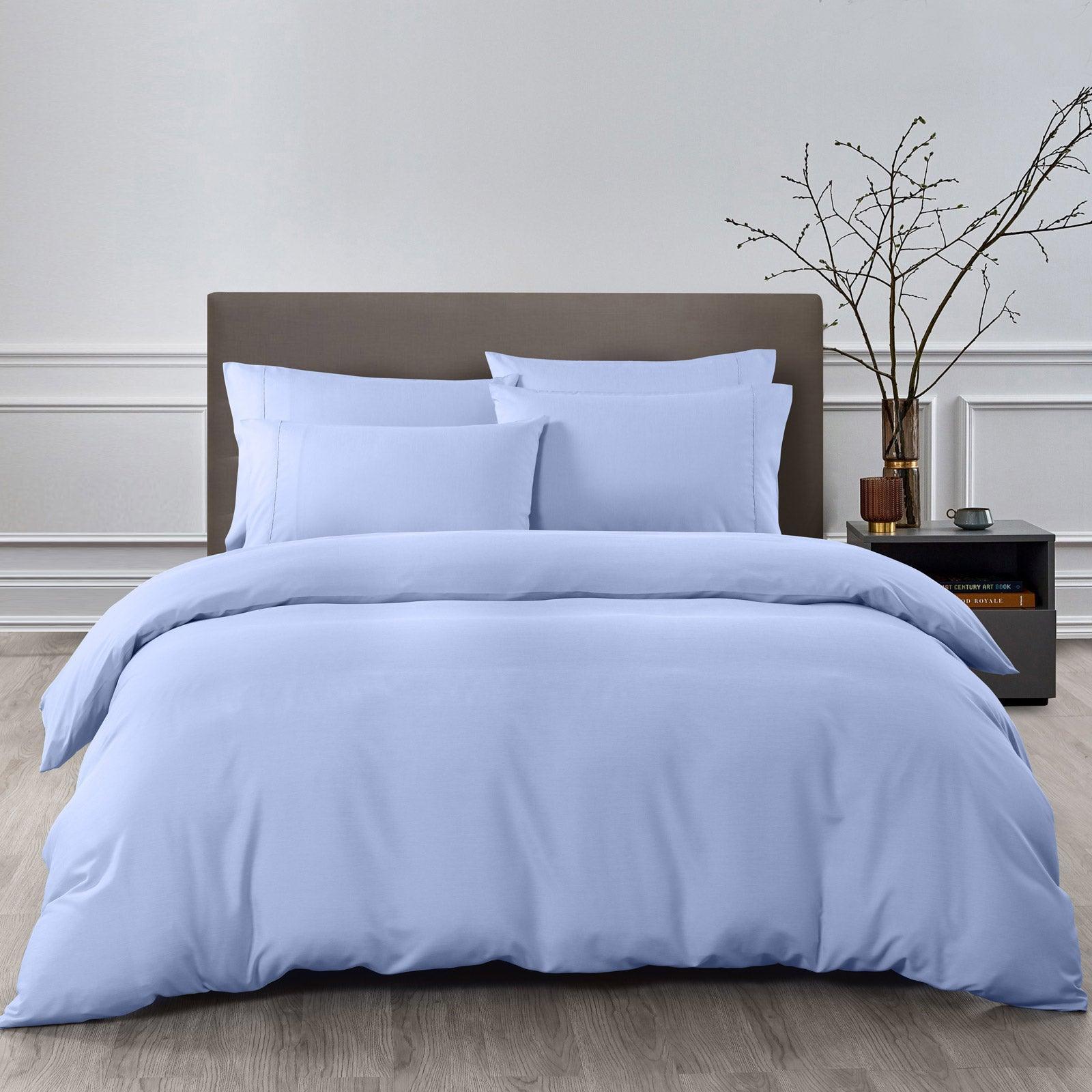 Royal Comfort 2000TC 6 Piece Bamboo Sheet & Quilt Cover Set Cooling Breathable - Double - Light Blue - John Cootes