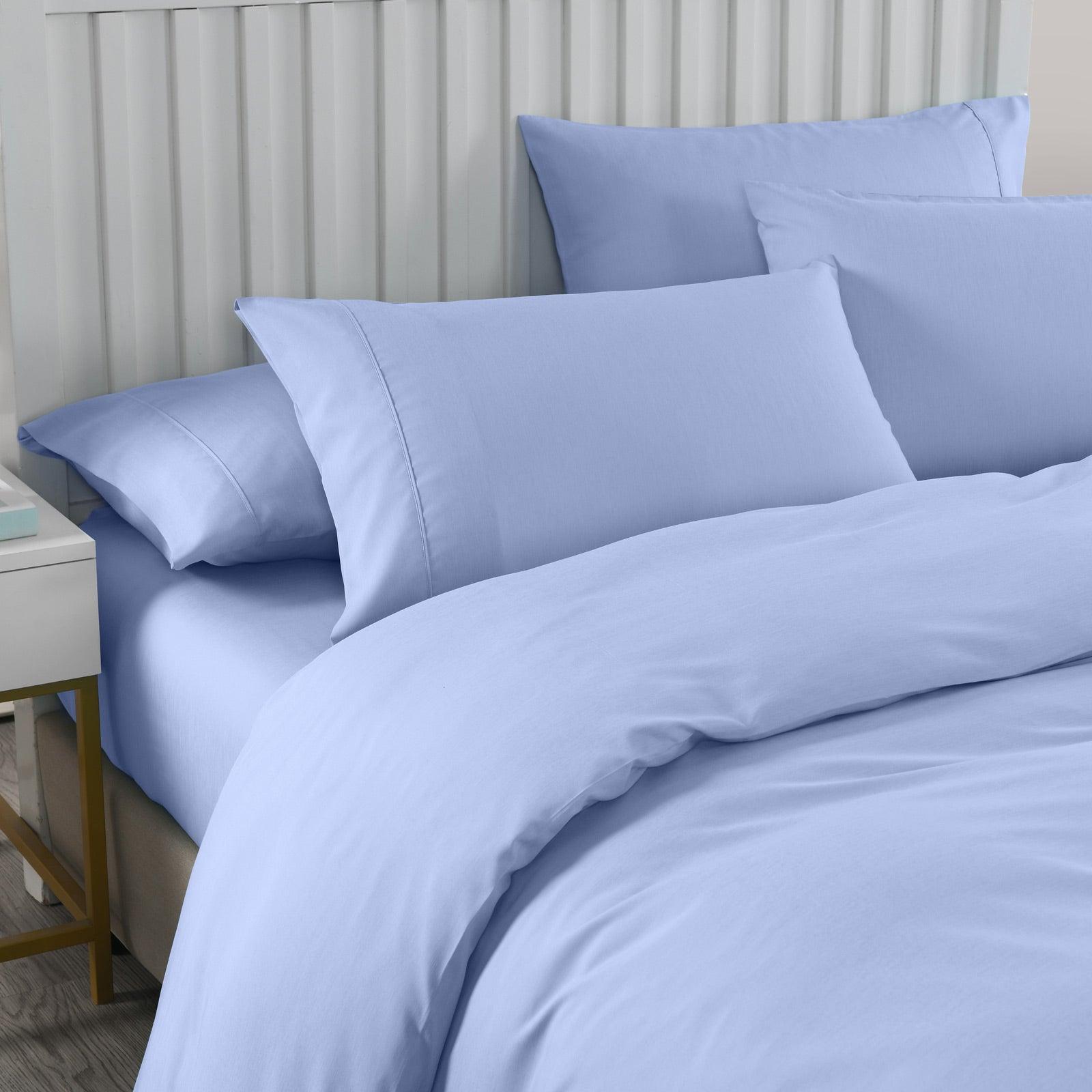 Royal Comfort 2000TC 6 Piece Bamboo Sheet & Quilt Cover Set Cooling Breathable - Double - Light Blue - John Cootes