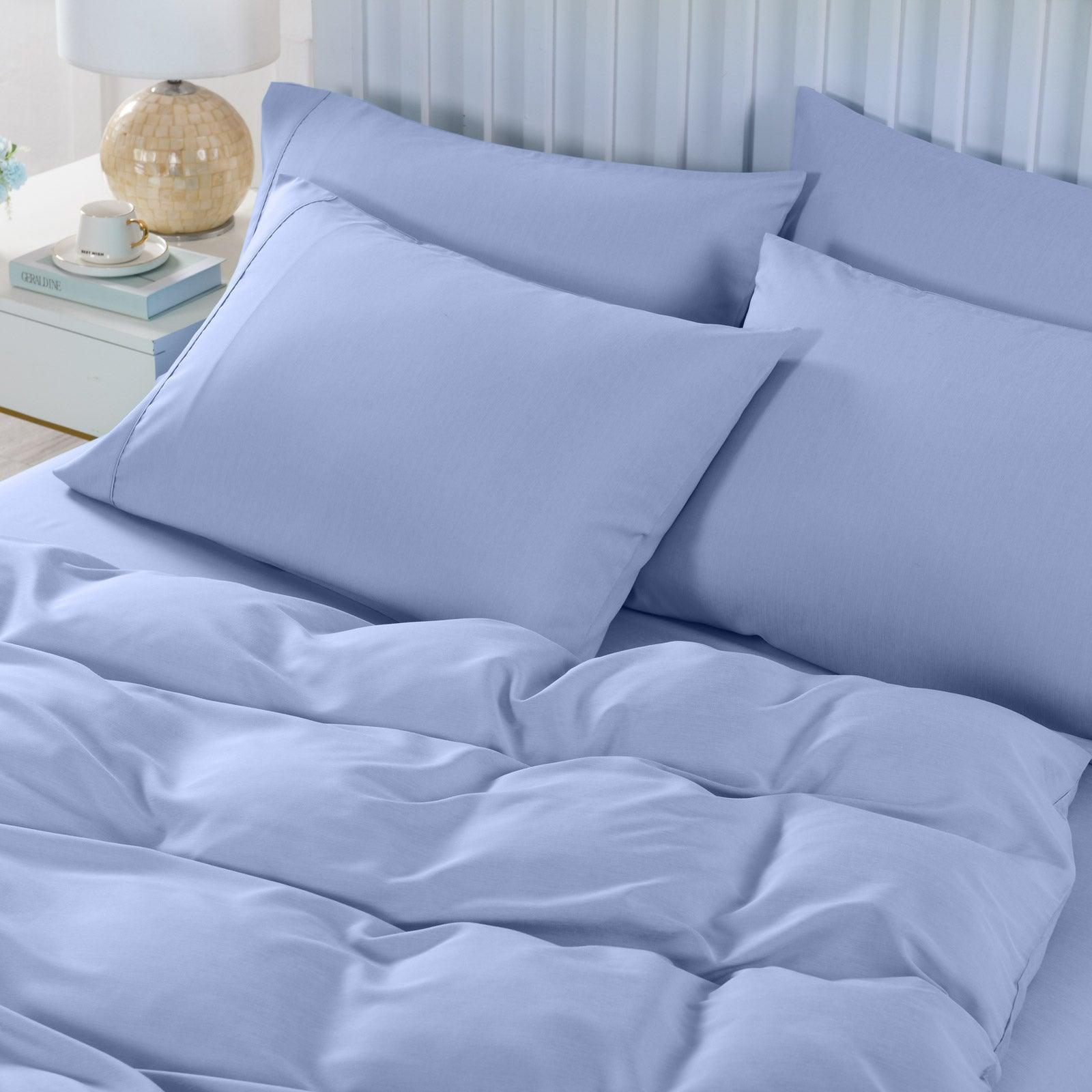 Royal Comfort 2000TC 6 Piece Bamboo Sheet & Quilt Cover Set Cooling Breathable - Double - Light Blue - John Cootes