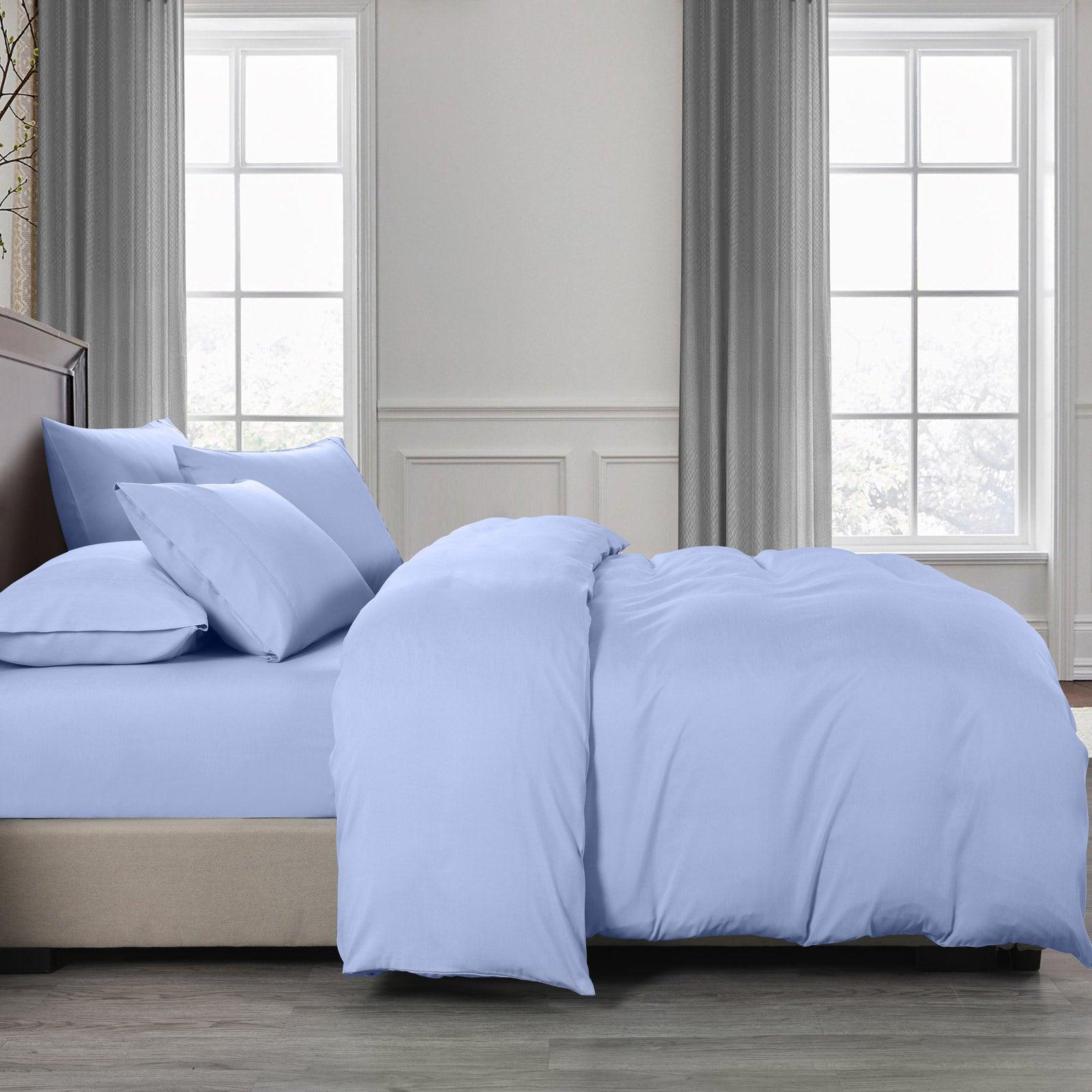 Royal Comfort 2000TC 6 Piece Bamboo Sheet & Quilt Cover Set Cooling Breathable - Double - Light Blue - John Cootes