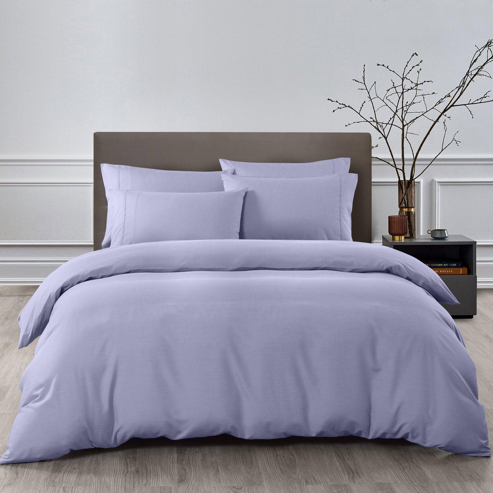 Royal Comfort 2000TC 6 Piece Bamboo Sheet & Quilt Cover Set Cooling Breathable - Double - Lilac Grey - John Cootes