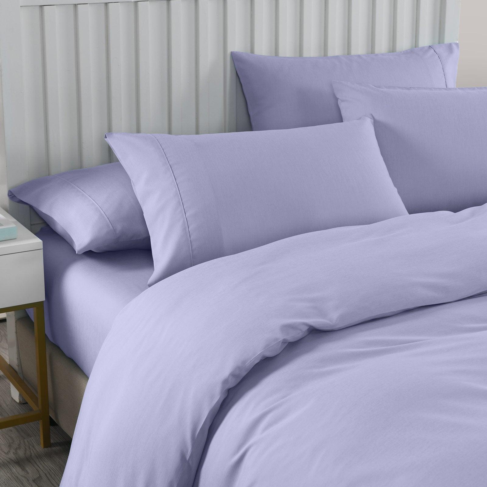 Royal Comfort 2000TC 6 Piece Bamboo Sheet & Quilt Cover Set Cooling Breathable - Double - Lilac Grey - John Cootes