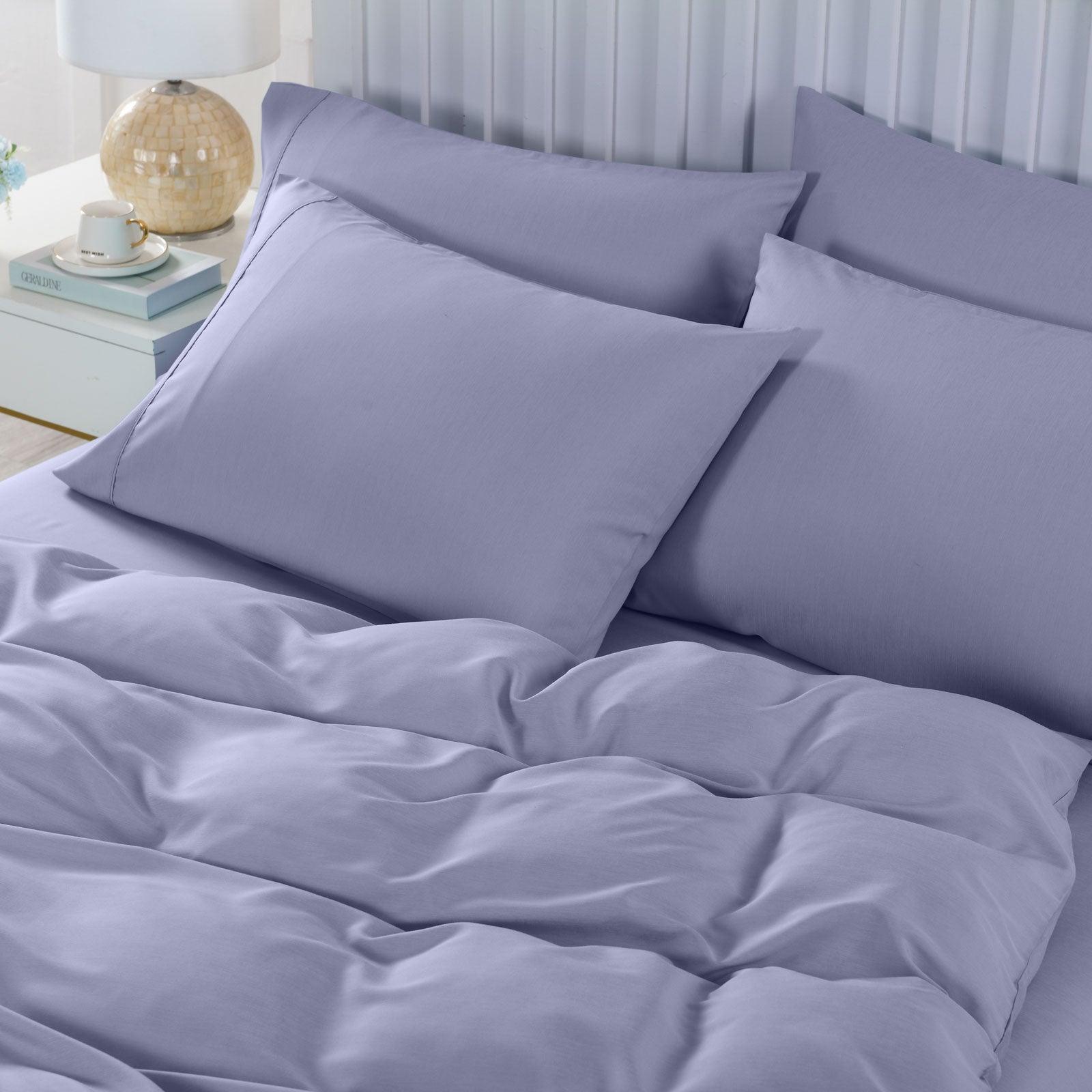 Royal Comfort 2000TC 6 Piece Bamboo Sheet & Quilt Cover Set Cooling Breathable - Double - Lilac Grey - John Cootes