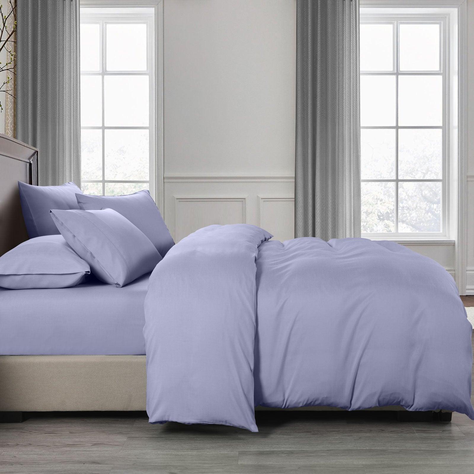 Royal Comfort 2000TC 6 Piece Bamboo Sheet & Quilt Cover Set Cooling Breathable - Double - Lilac Grey - John Cootes