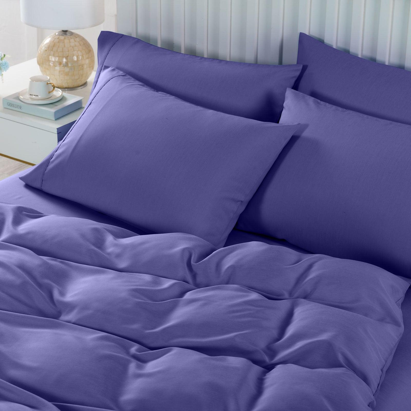 Royal Comfort 2000TC 6 Piece Bamboo Sheet & Quilt Cover Set Cooling Breathable - Double - Royal Blue - John Cootes