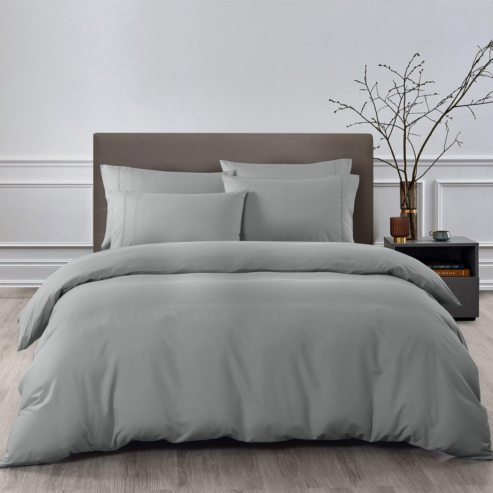 Royal Comfort 2000TC 6 Piece Bamboo Sheet & Quilt Cover Set Cooling Breathable - Queen - Grey - John Cootes