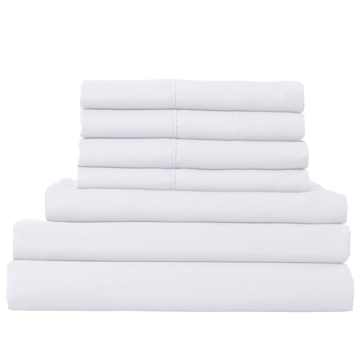 Royal Comfort 2000TC 6 Piece Bamboo Sheet & Quilt Cover Set Cooling Breathable - Queen - White - John Cootes