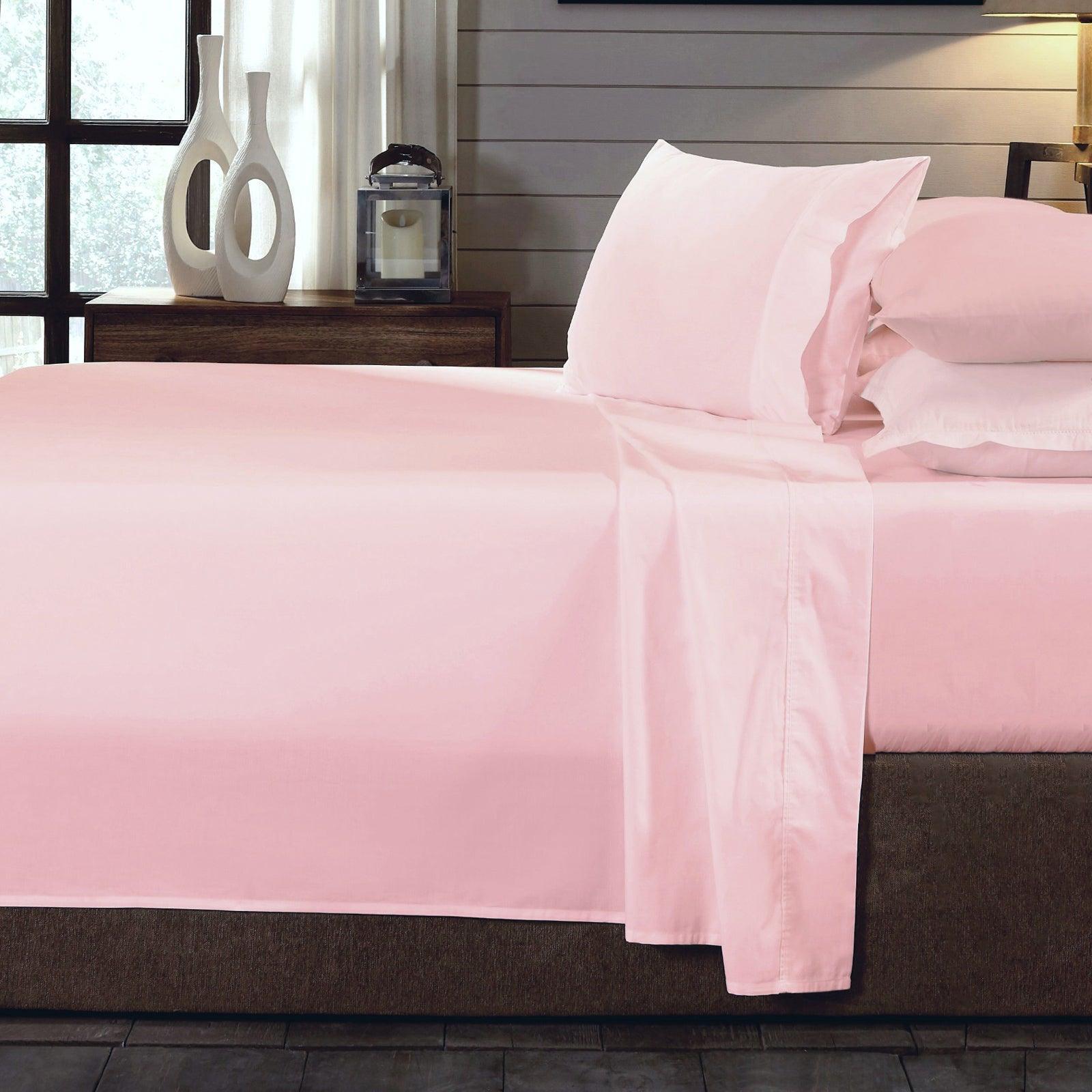 Royal Comfort 250TC Organic 100% Cotton Sheet Set 4 Piece Luxury Hotel Style - Double - Blush - John Cootes