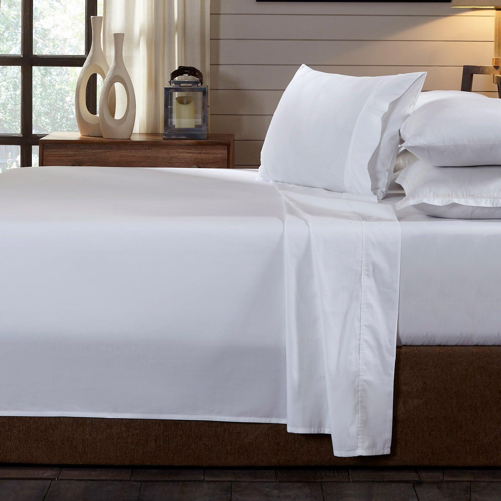 Royal Comfort 250TC Organic 100% Cotton Sheet Set 4 Piece Luxury Hotel Style - Double - White - John Cootes