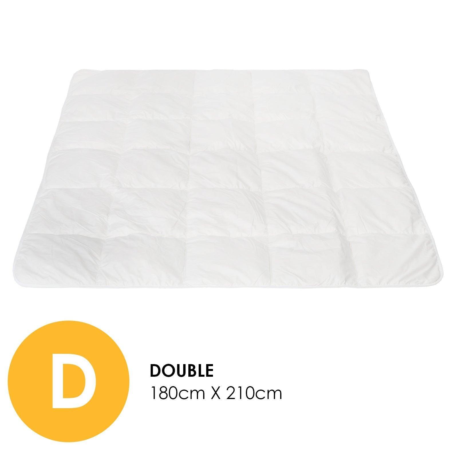 Royal Comfort 260GSM Deluxe Eco-Silk Touch Quilt 100% Cotton Cover - Double - White - John Cootes