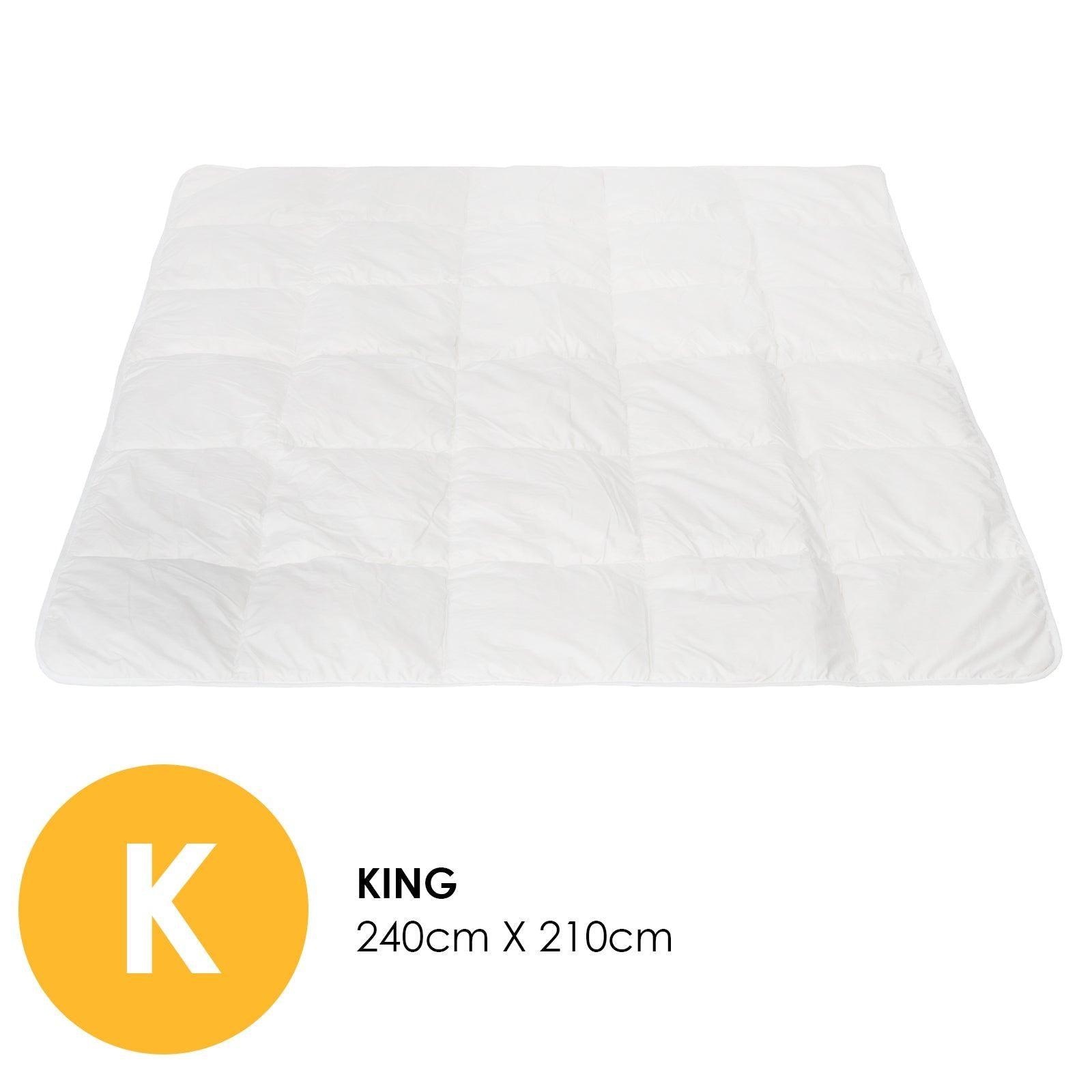 Royal Comfort 260GSM Deluxe Eco-Silk Touch Quilt 100% Cotton Cover - King - White - John Cootes