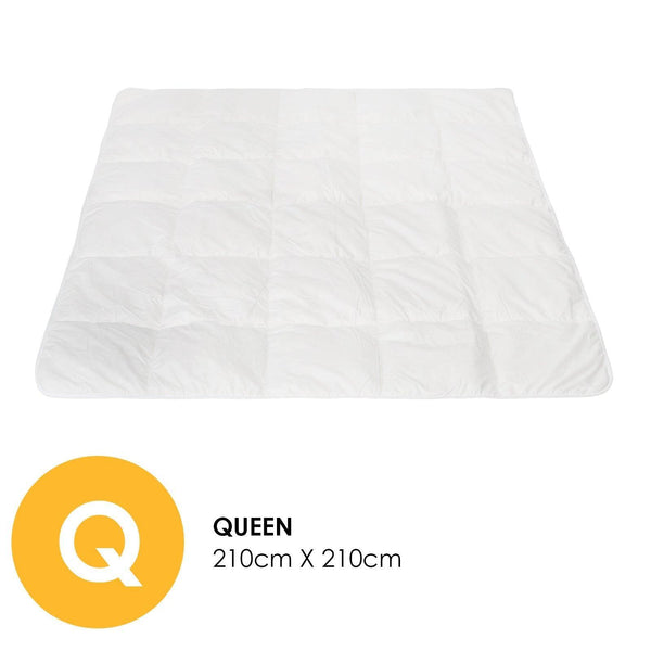 Royal Comfort 260GSM Deluxe Eco-Silk Touch Quilt 100% Cotton Cover - Queen - White - John Cootes