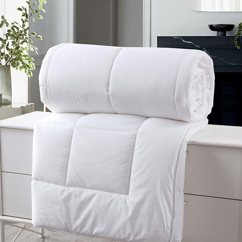 Royal Comfort 260GSM Deluxe Eco-Silk Touch Quilt 100% Cotton Cover - Queen - White - John Cootes