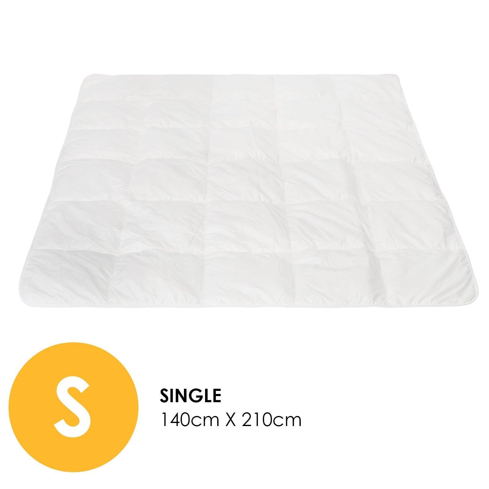 Royal Comfort 260GSM Deluxe Eco-Silk Touch Quilt 100% Cotton Cover - Single - White - John Cootes