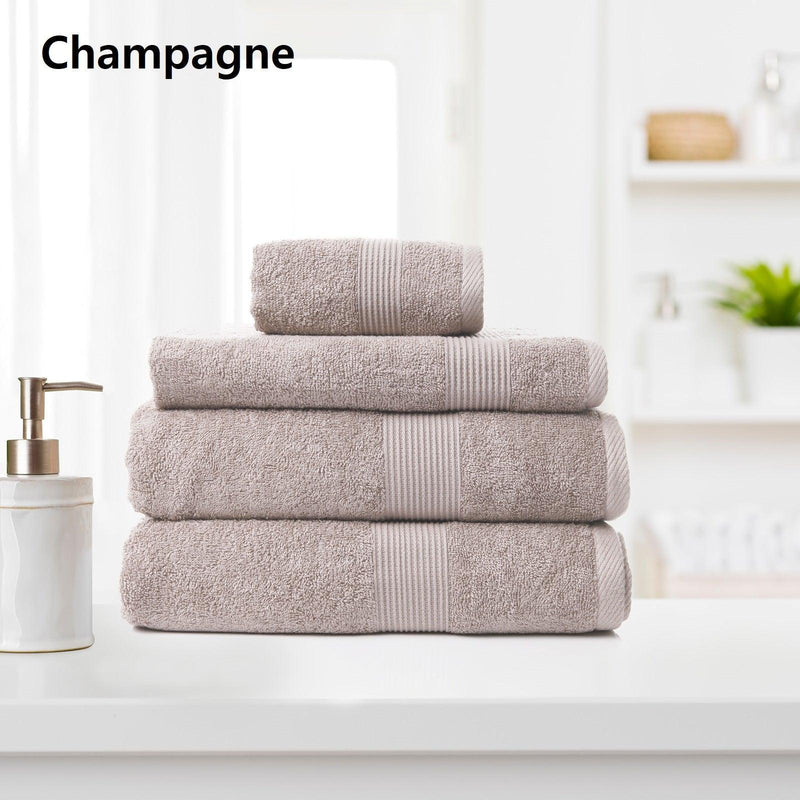 Royal Comfort 4 Piece Cotton Bamboo Towel Set 450GSM Luxurious Absorbent Plush - Champagne - John Cootes