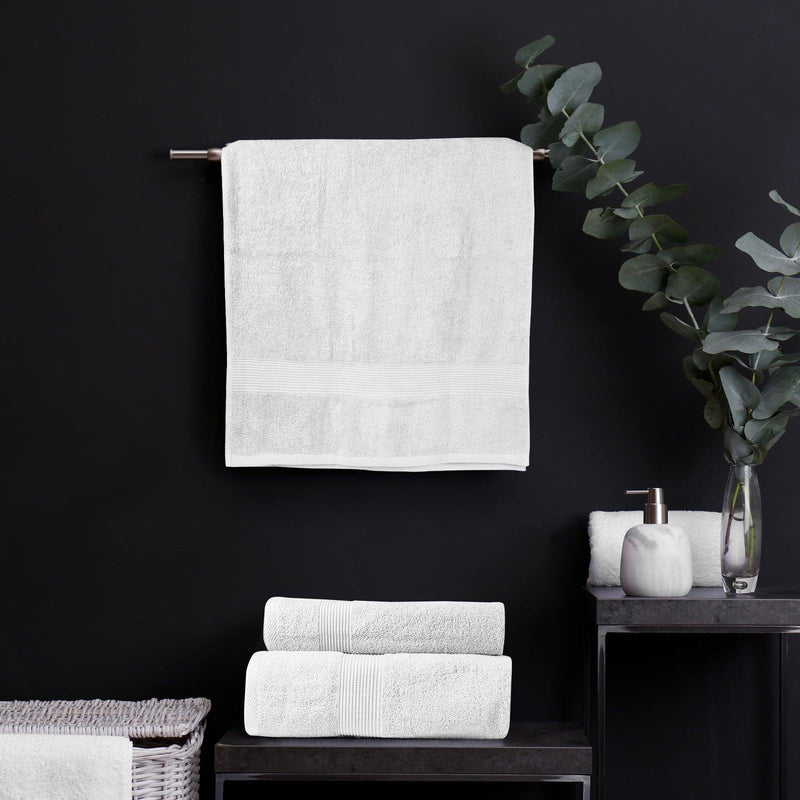 Royal Comfort 5 Piece Cotton Bamboo Towel Set 450GSM Luxurious Absorbent Plush - White - John Cootes