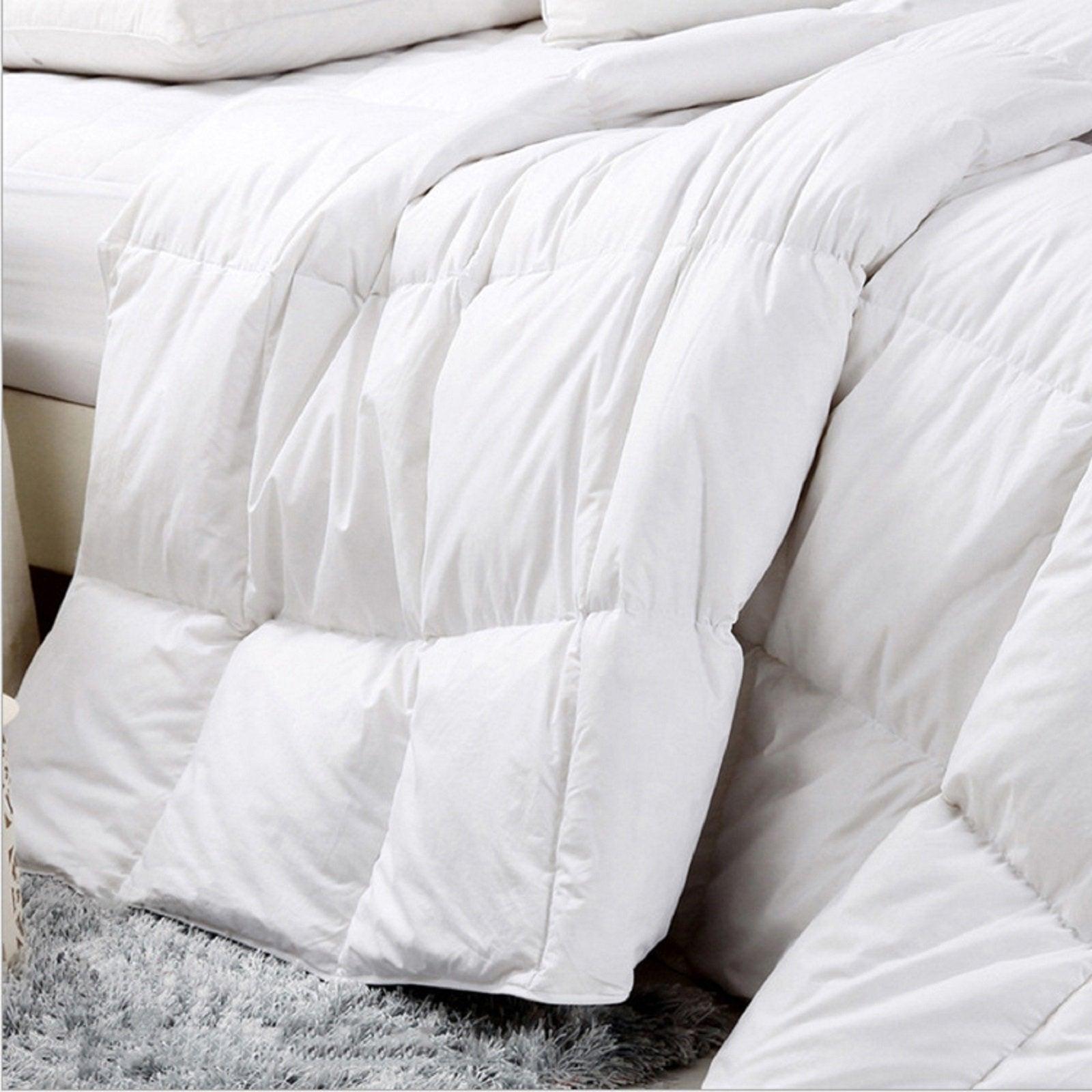 Royal Comfort 500GSM Goose Feather Down Quilt And Bamboo Quilted Pillow Set - Double - White - John Cootes