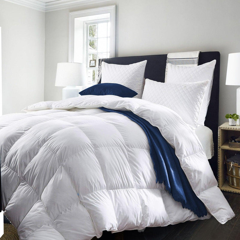 Royal Comfort 50% Goose Feather 50% Down 500GSM Quilt Duvet Deluxe Soft Touch - King - White - John Cootes