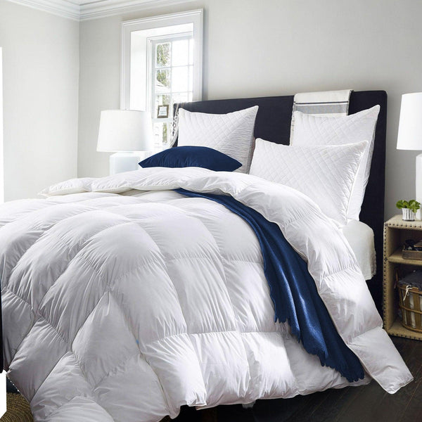 Royal Comfort 50% Goose Feather 50% Down 500GSM Quilt Duvet Deluxe Soft Touch - Single - White - John Cootes