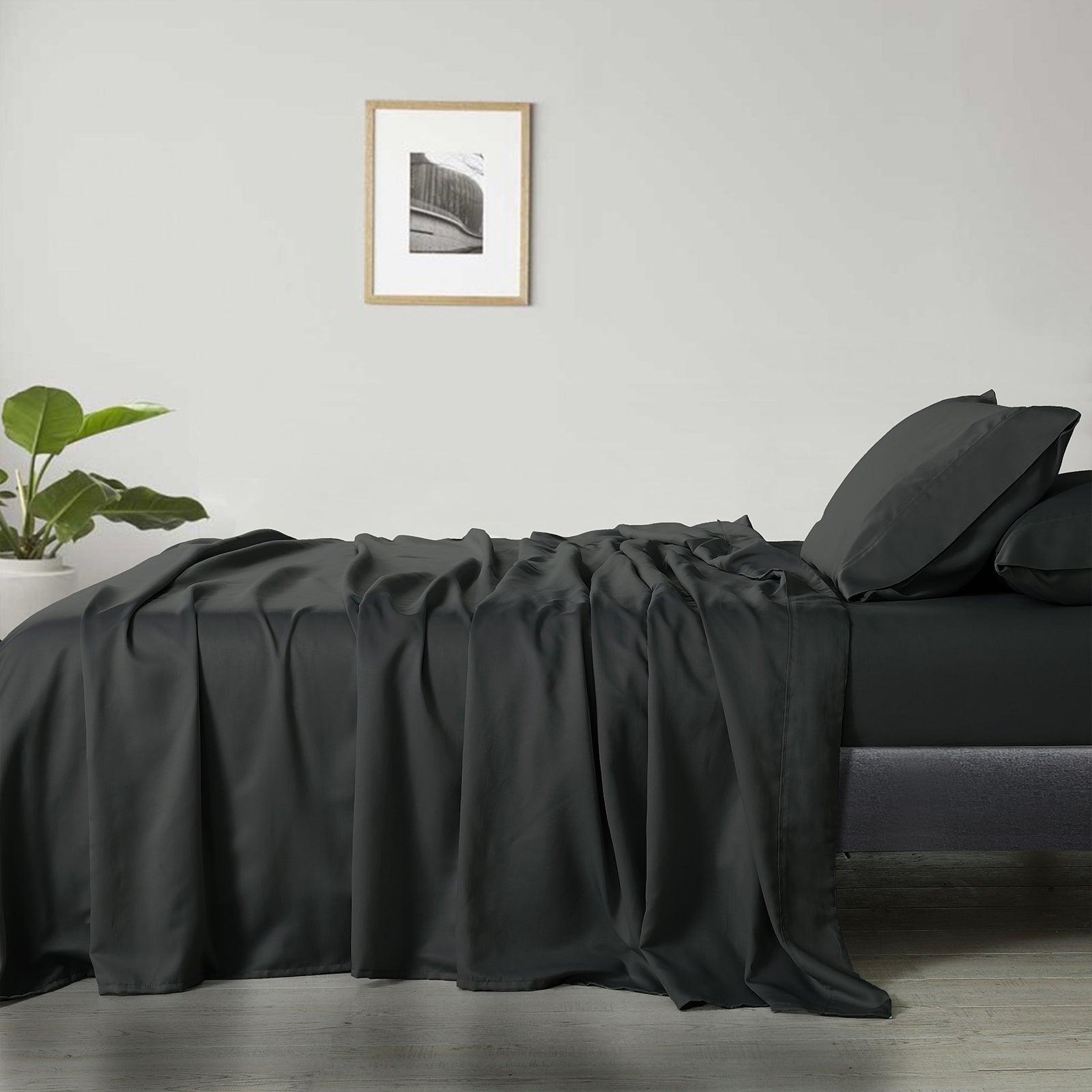 Royal Comfort 600 Thread Count Cooling Ultra Soft Tencel Eucalyptus Sheet Set - King - Graphite - John Cootes