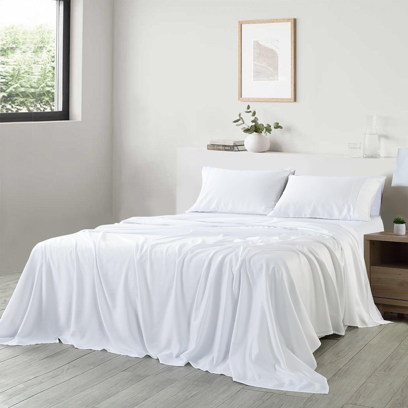 Royal Comfort 600 Thread Count Cooling Ultra Soft Tencel Eucalyptus Sheet Set - King - White - John Cootes