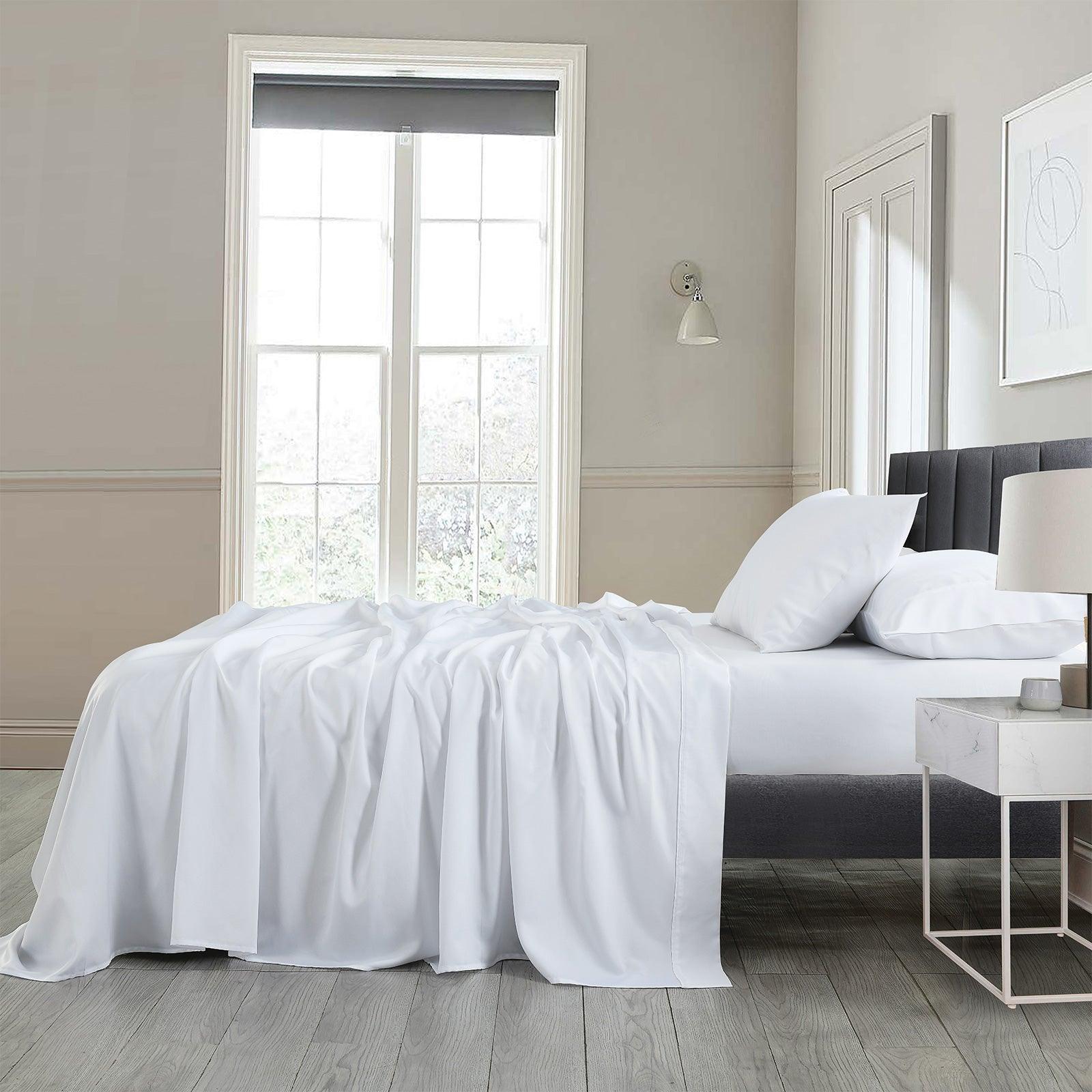 Royal Comfort 600 Thread Count Cooling Ultra Soft Tencel Eucalyptus Sheet Set - King - White - John Cootes