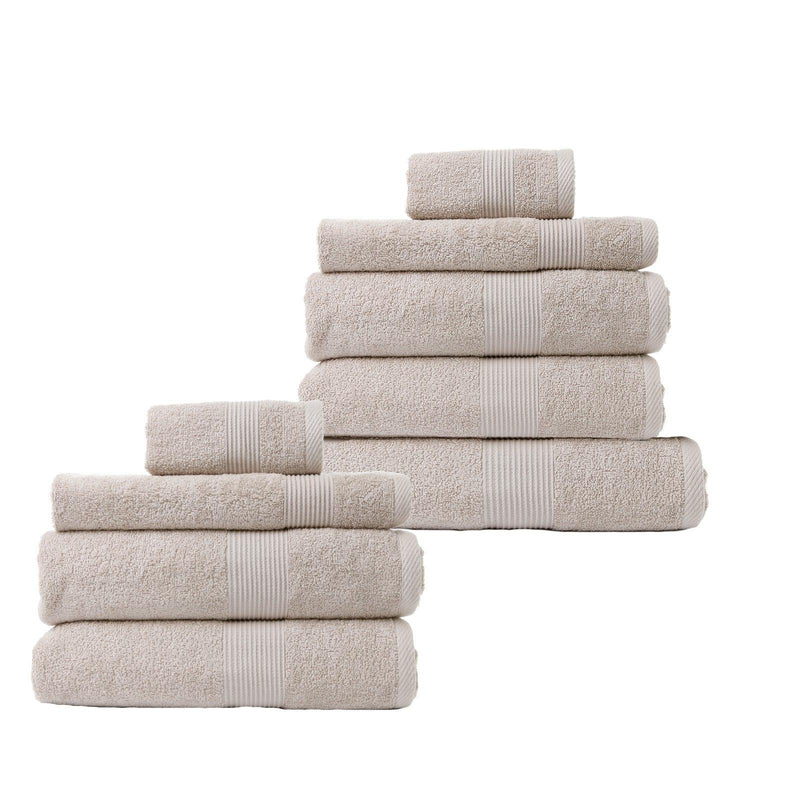 Royal Comfort 9 Piece Cotton Bamboo Towel Bundle Set 450GSM Luxurious Absorbent - Beige - John Cootes