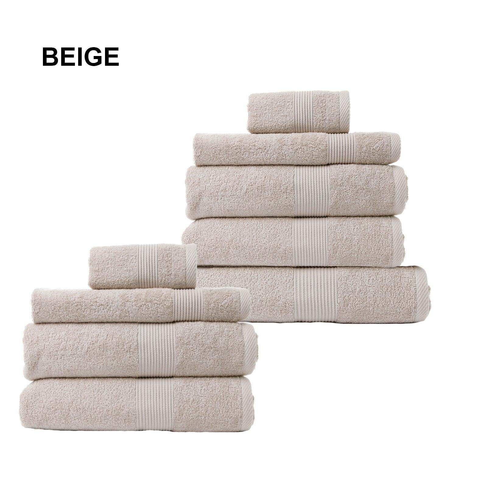 Royal Comfort 9 Piece Cotton Bamboo Towel Bundle Set 450GSM Luxurious Absorbent - Beige - John Cootes