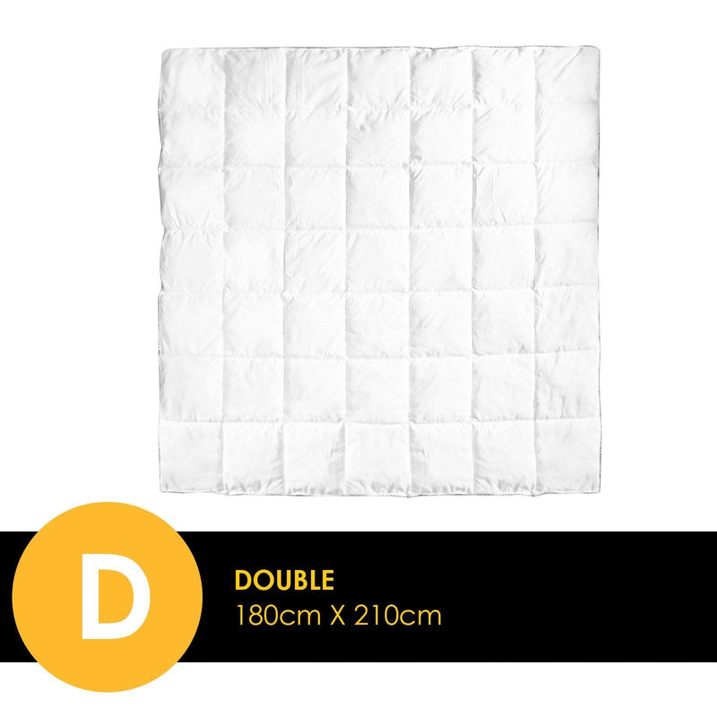 Royal Comfort Bamboo Blend Quilt 250GSM Luxury Duvet 100% Cotton Cover - Double - White - John Cootes