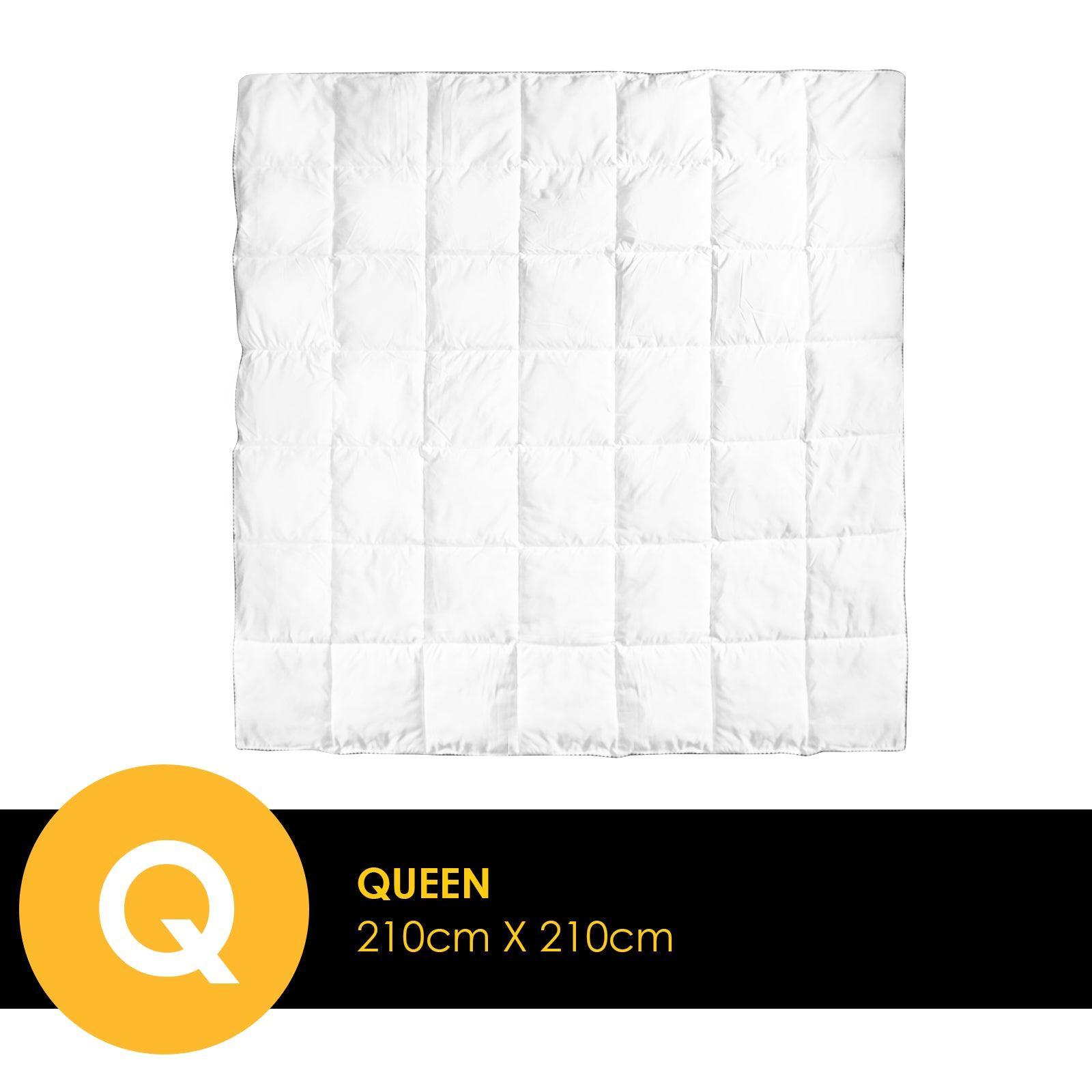 Royal Comfort Bamboo Blend Quilt 250GSM Luxury Duvet 100% Cotton Cover - Queen - White - John Cootes