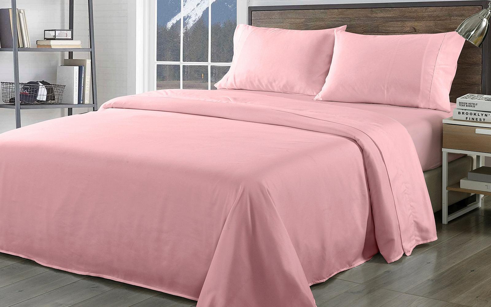 Royal Comfort Bamboo Blend Sheet Set 1000TC and Bamboo Pillows 2 Pack Ultra Soft - King - Blush - John Cootes