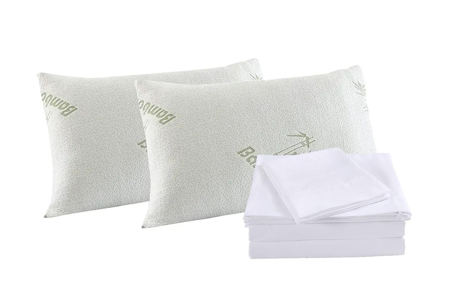 Royal Comfort Bamboo Blend Sheet Set 1000TC and Bamboo Pillows 2 Pack Ultra Soft - King - White - John Cootes