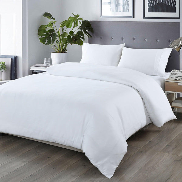 Royal Comfort Bamboo Blended Quilt Cover Set 1000TC Ultra Soft Luxury Bedding - Double - White - John Cootes