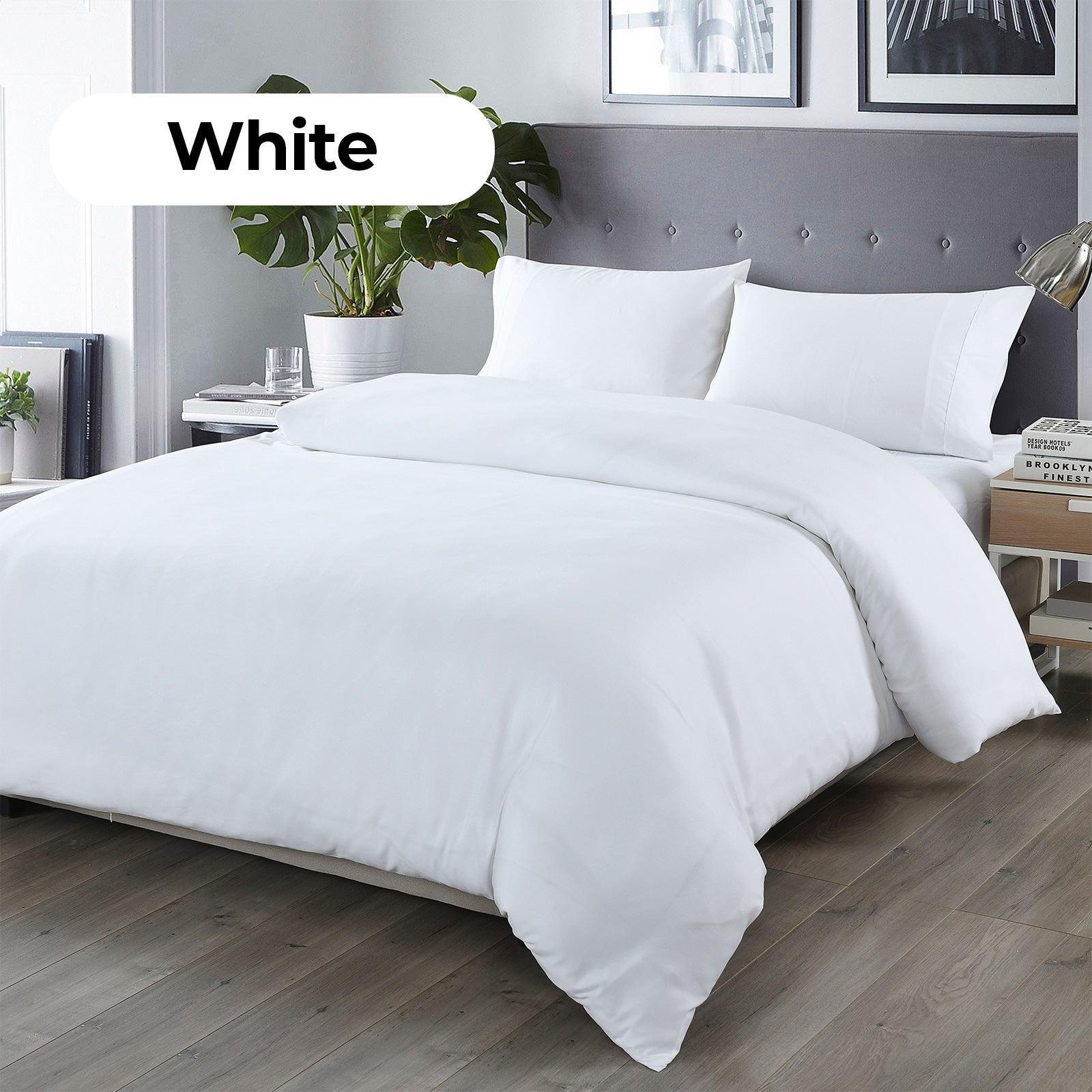 Royal Comfort Bamboo Blended Quilt Cover Set 1000TC Ultra Soft Luxury Bedding - Double - White - John Cootes