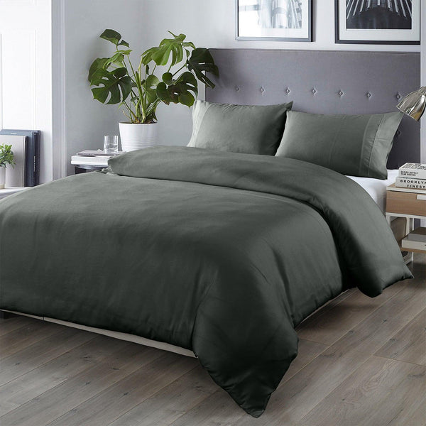 Royal Comfort Bamboo Blended Quilt Cover Set 1000TC Ultra Soft Luxury Bedding - King - Charcoal - John Cootes