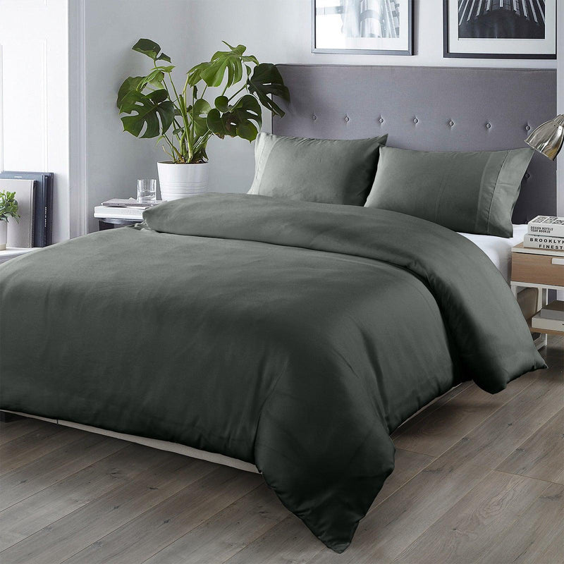 Royal Comfort Bamboo Blended Quilt Cover Set 1000TC Ultra Soft Luxury Bedding - King - Charcoal - John Cootes