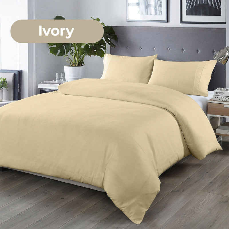 Royal Comfort Bamboo Blended Quilt Cover Set 1000TC Ultra Soft Luxury Bedding - King - Ivory - John Cootes