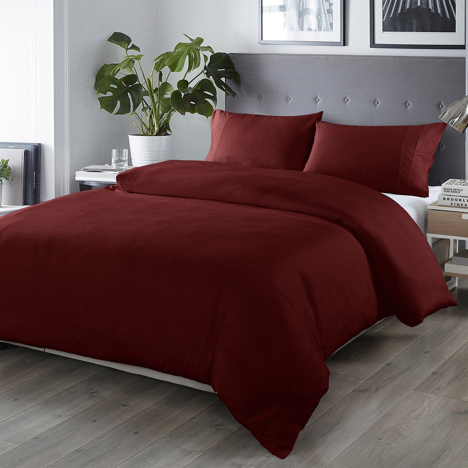 Royal Comfort Bamboo Blended Quilt Cover Set 1000TC Ultra Soft Luxury Bedding - King - Malaga Wine - John Cootes