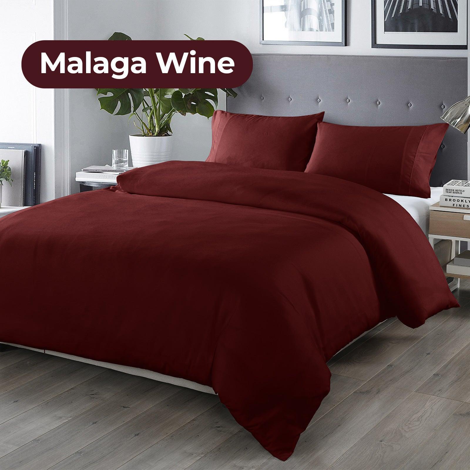 Royal Comfort Bamboo Blended Quilt Cover Set 1000TC Ultra Soft Luxury Bedding - King - Malaga Wine - John Cootes