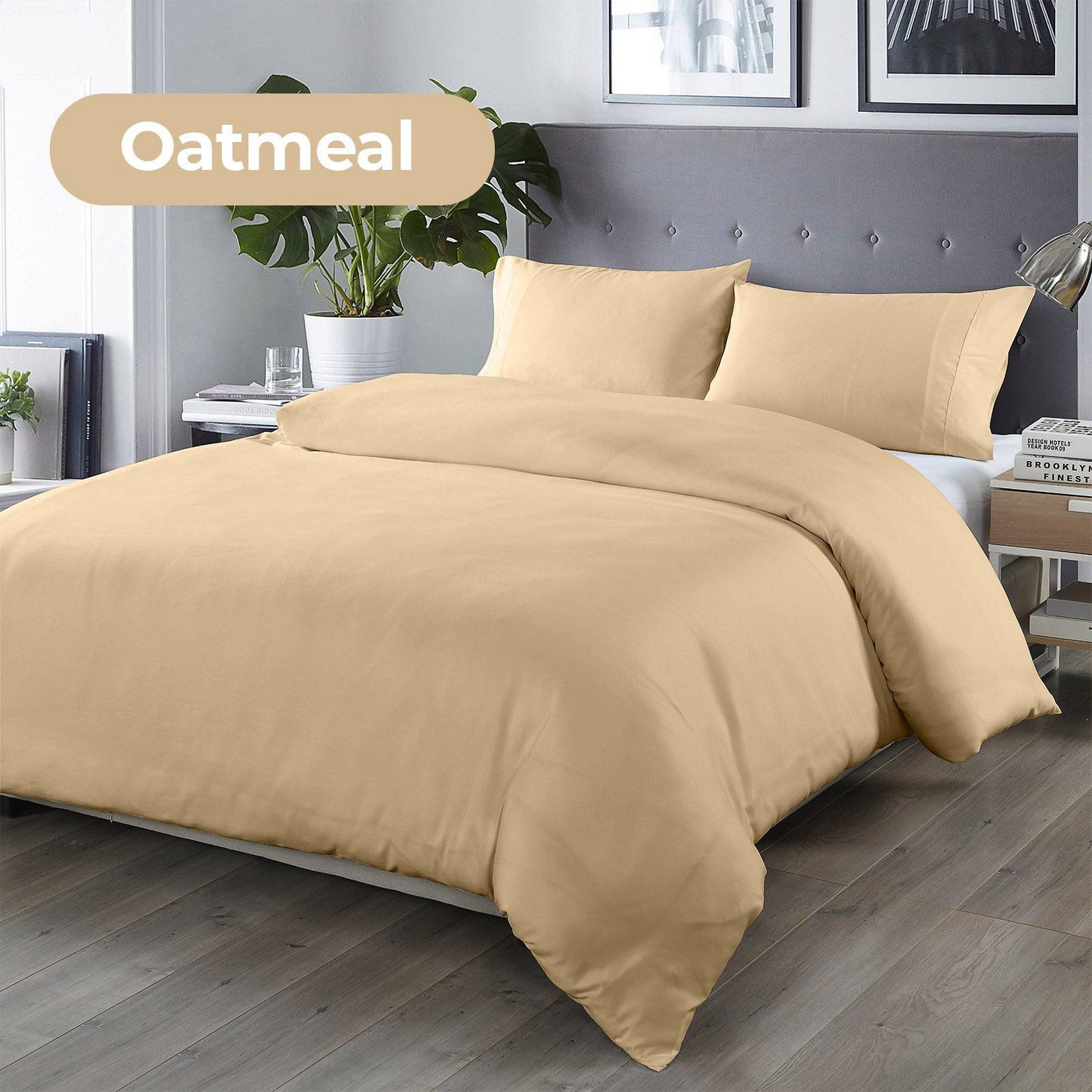 Royal Comfort Bamboo Blended Quilt Cover Set 1000TC Ultra Soft Luxury Bedding - King - Oatmeal - John Cootes