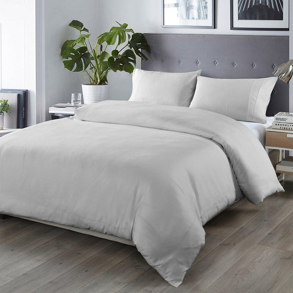 Royal Comfort Bamboo Blended Quilt Cover Set 1000TC Ultra Soft Luxury Bedding - King - Portland Grey - John Cootes