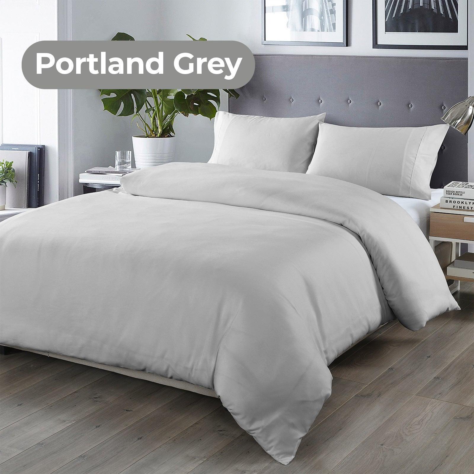 Royal Comfort Bamboo Blended Quilt Cover Set 1000TC Ultra Soft Luxury Bedding - King - Portland Grey - John Cootes